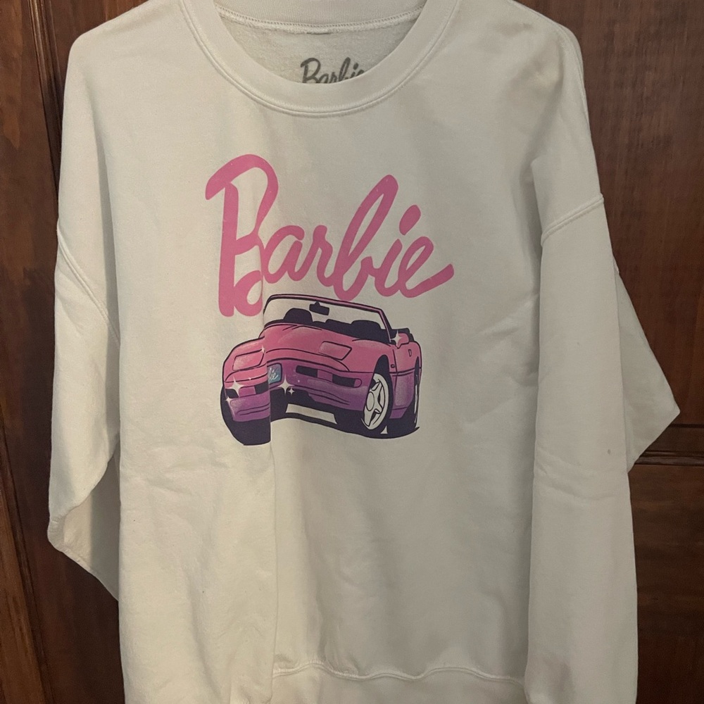 Barbie Sweatshirt - White with Pink Graphic